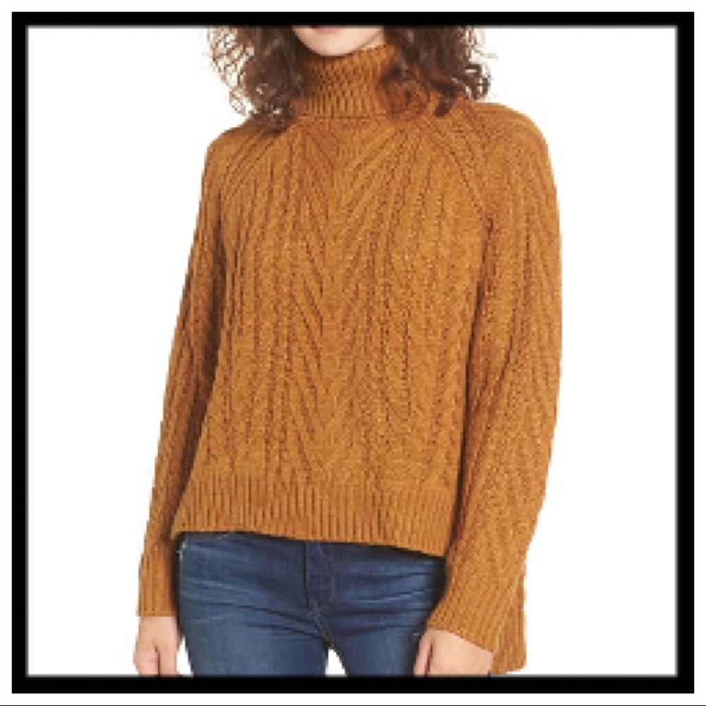[debut] Cable Knit Turtleneck Sweater in Gold